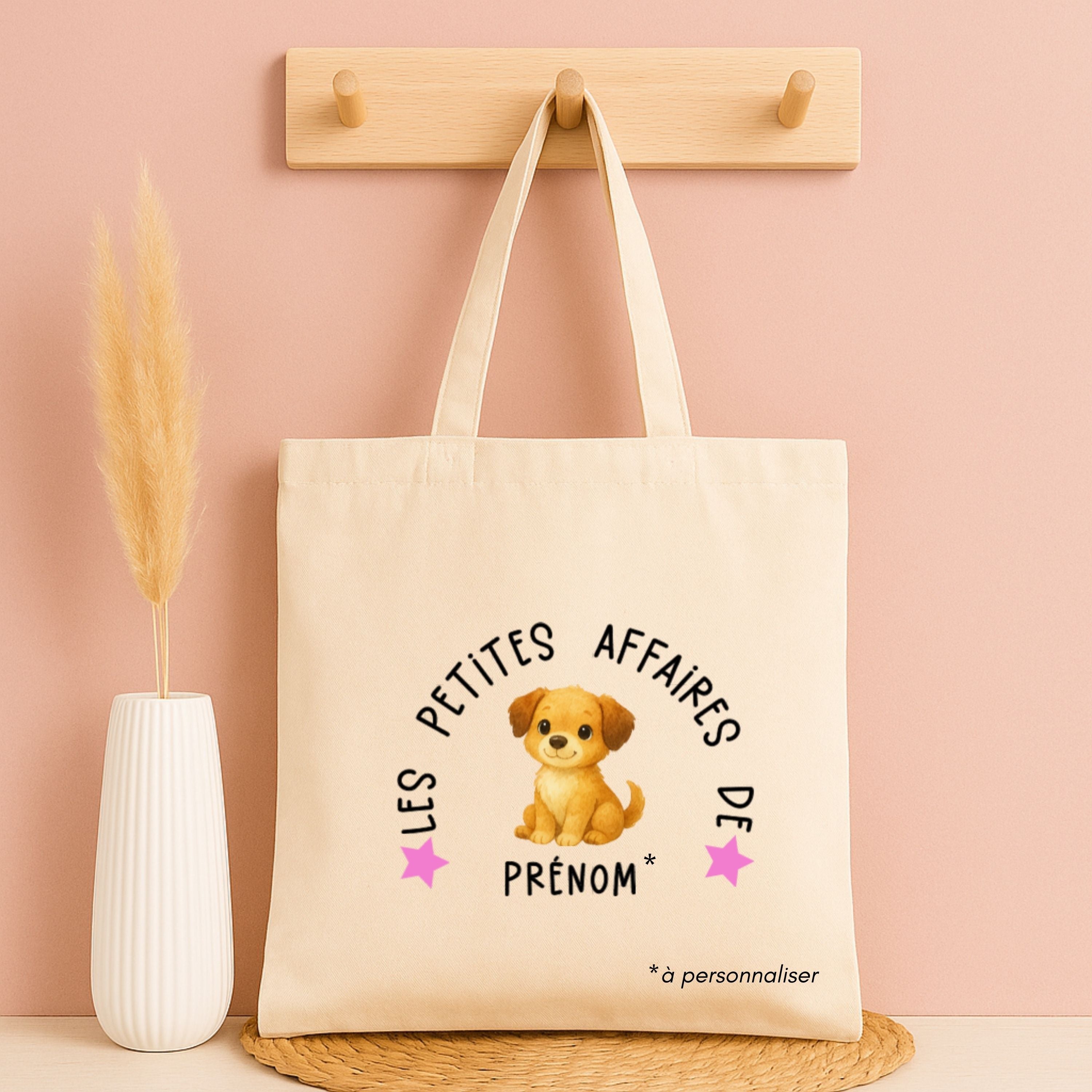 Tote bag personnalisé “Les petites affaires de …” - Avec prénom et animal