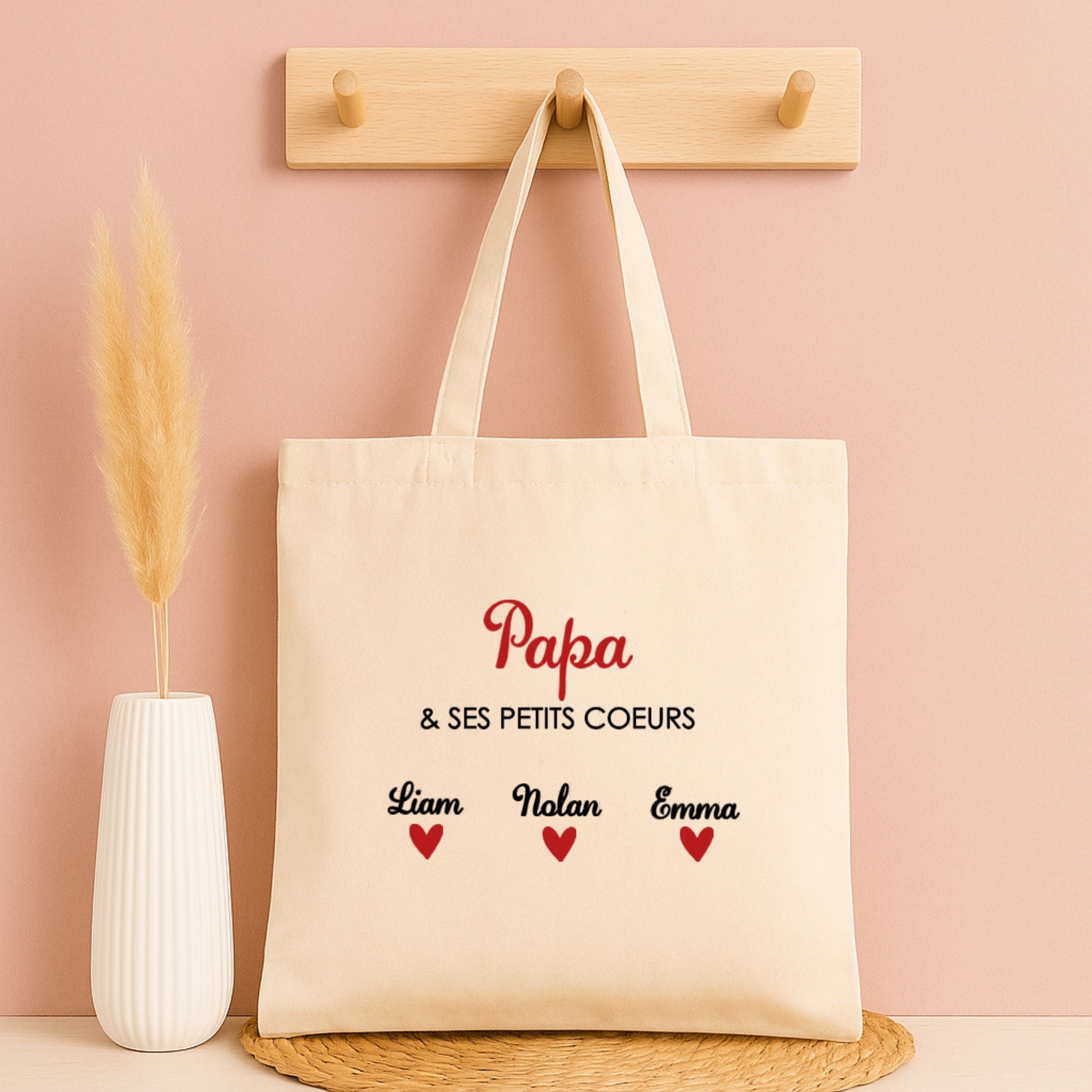 Tote bag personnalisé  Prénom & ses petits cœurs ❤️