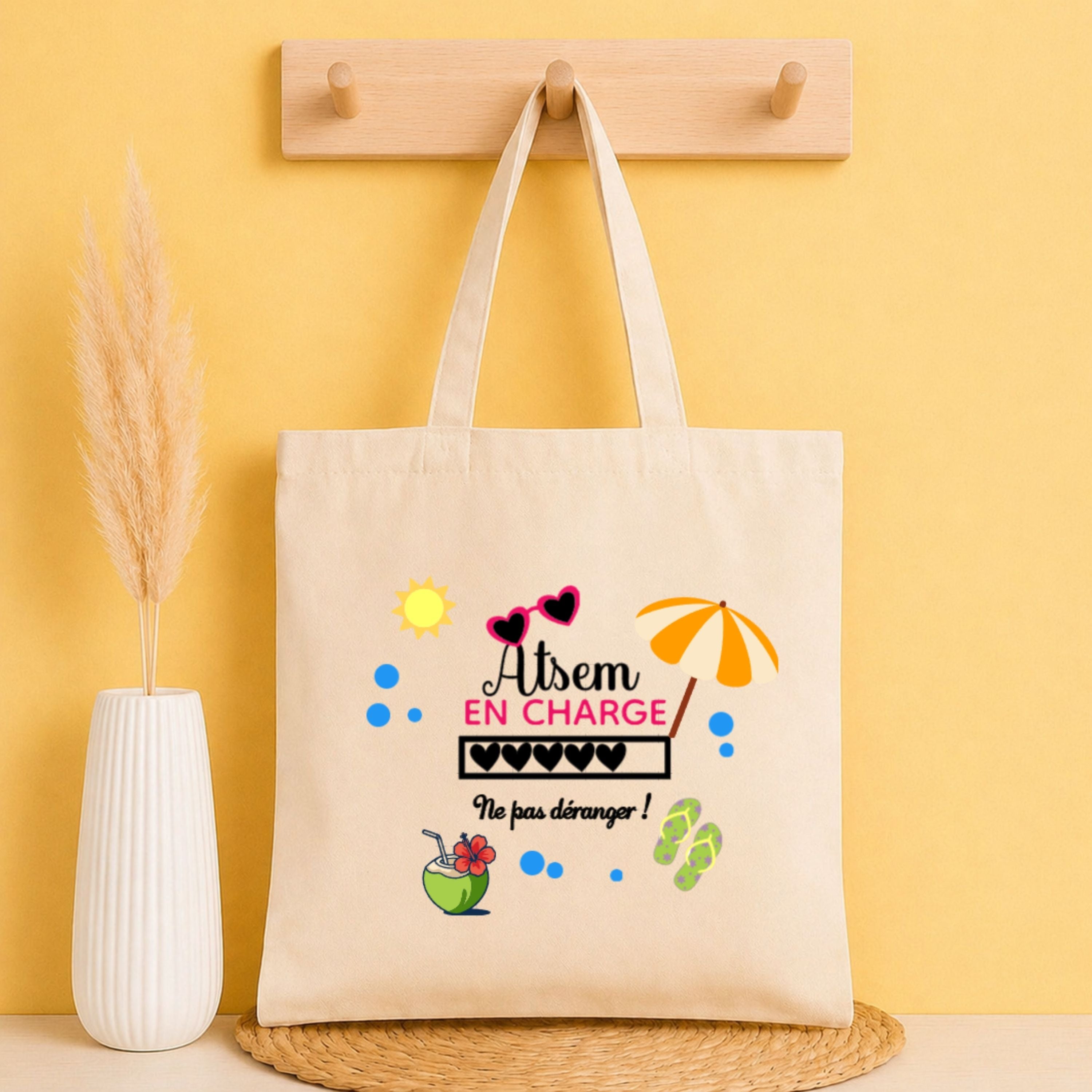 Tote bag humour Maîtresse / Nounou / ATSEM personnalisé