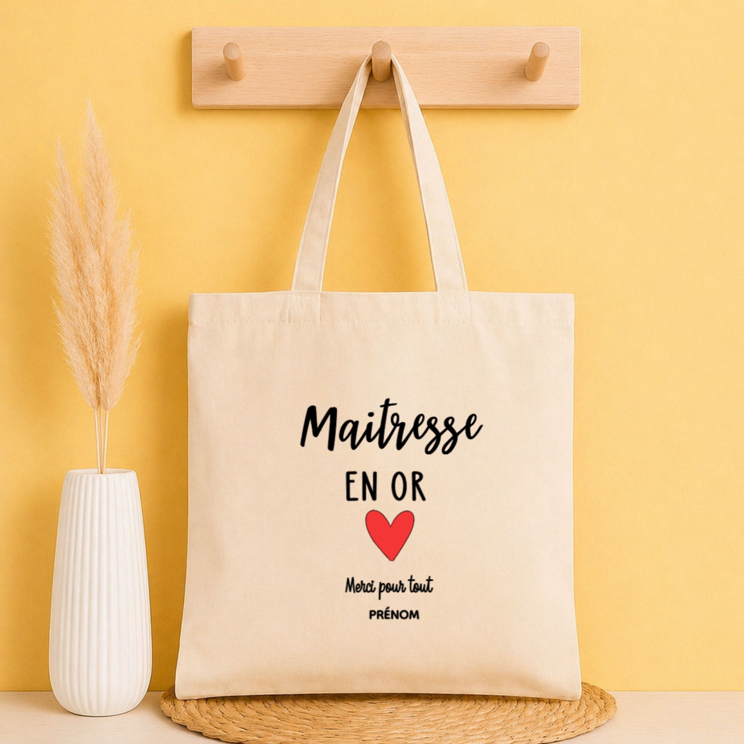 Tote bag Merci Maîtresse personnalisé – idée cadeau fin d’année