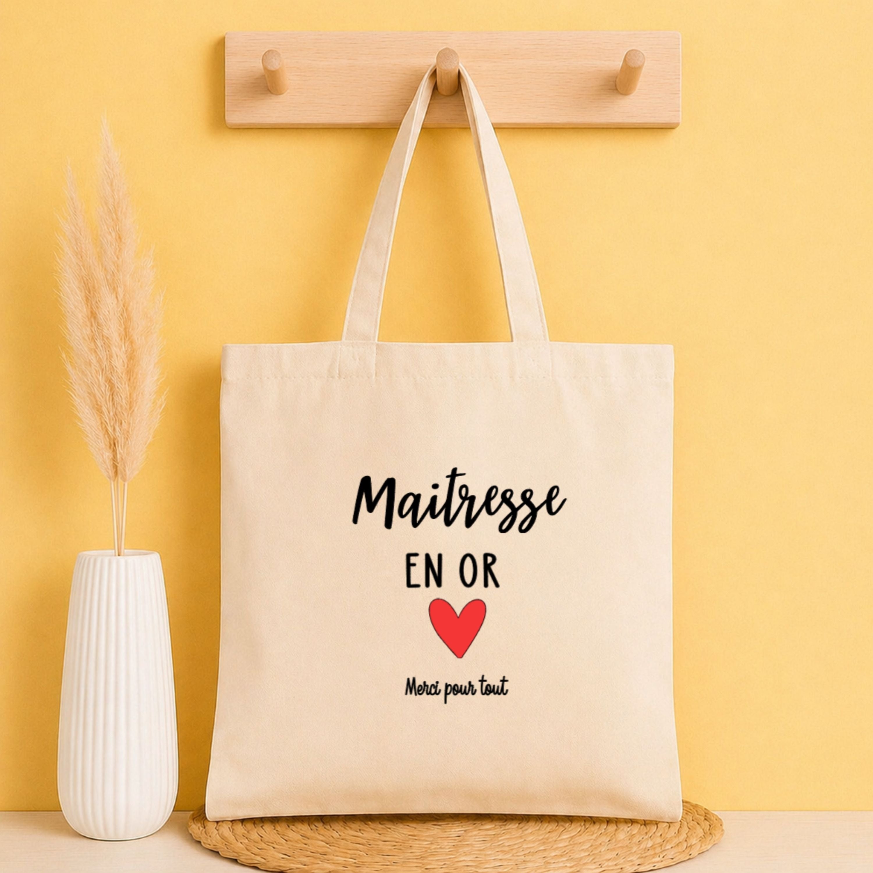 Tote bag Merci Maîtresse personnalisé – idée cadeau fin d’année