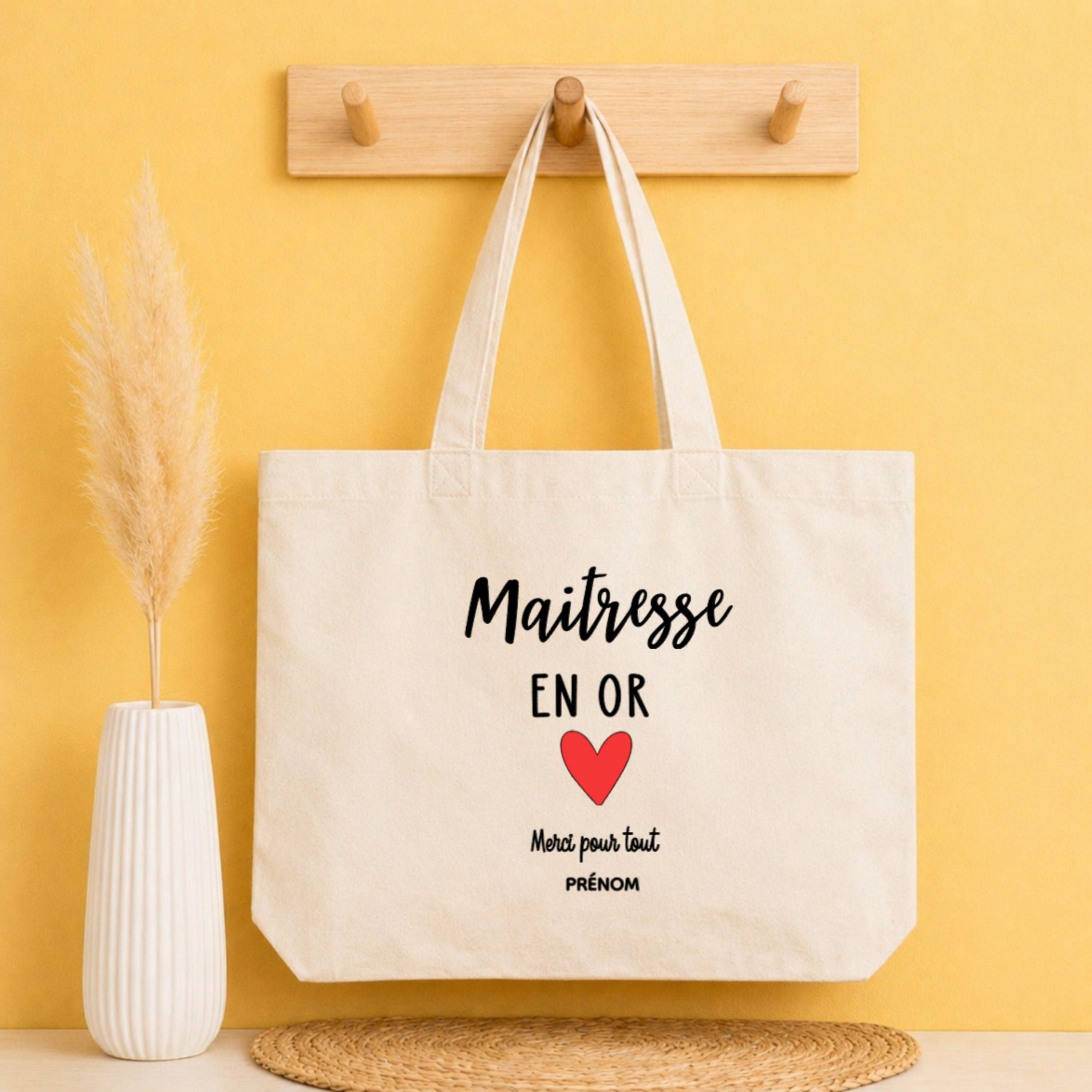 Tote bag Merci Maîtresse personnalisé – idée cadeau fin d’année