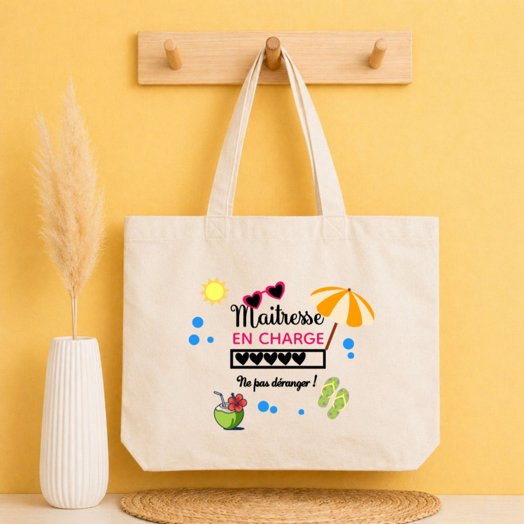 Tote bag humour Maîtresse / Nounou / ATSEM personnalisé