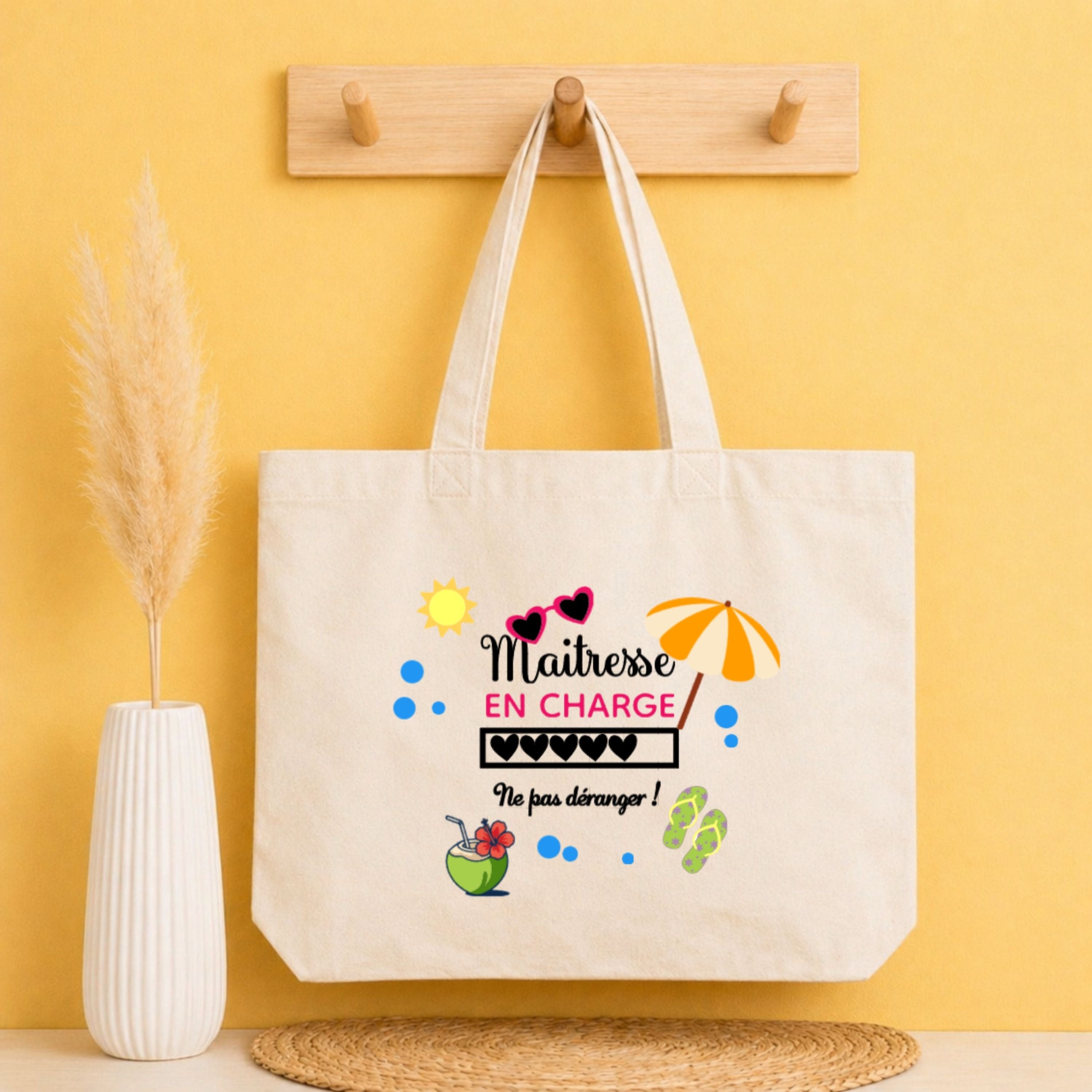 Tote bag humour Maîtresse / Nounou / ATSEM personnalisé