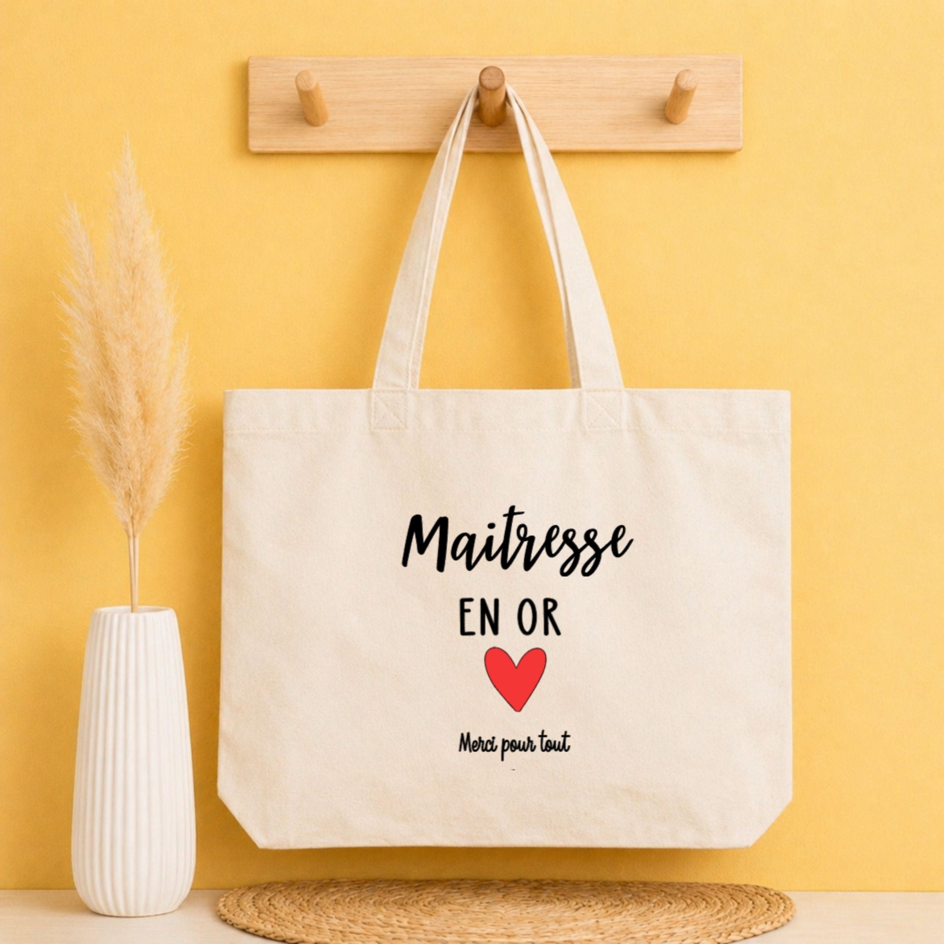 Tote bag Merci Maîtresse personnalisé – idée cadeau fin d’année