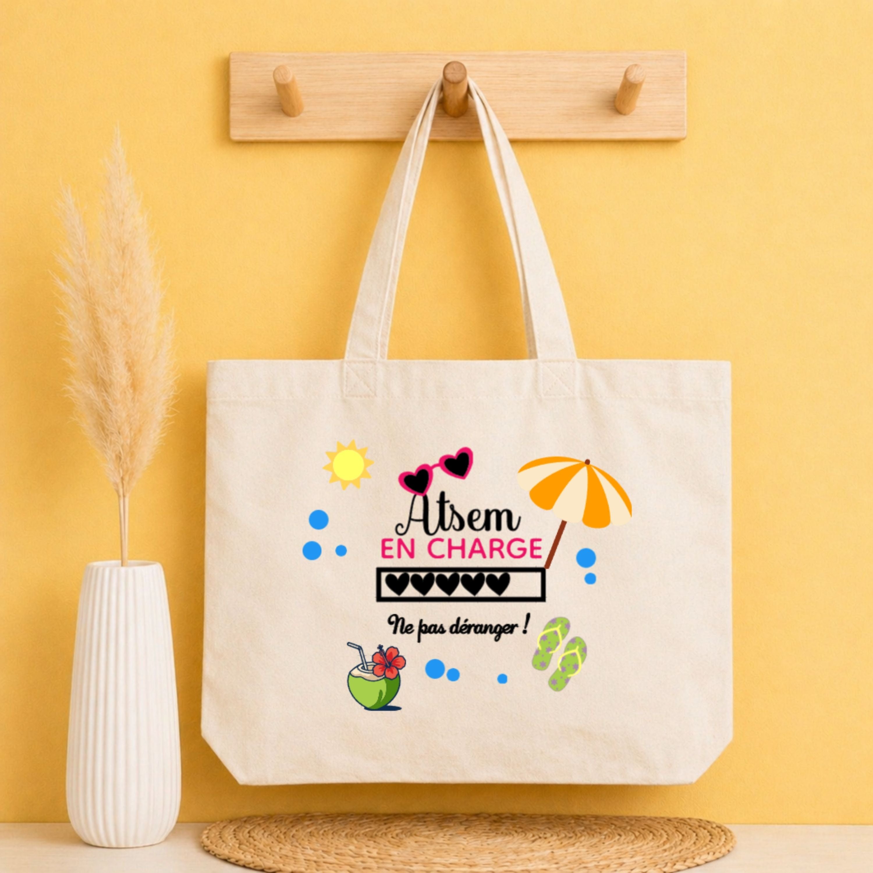 Tote bag humour Maîtresse / Nounou / ATSEM personnalisé