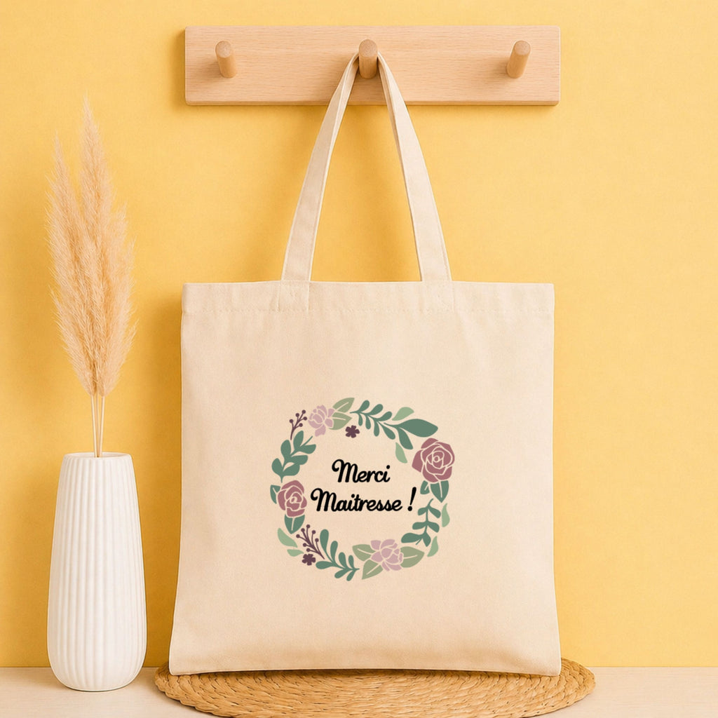 Tote bag Merci Maîtresse personnalisé – idée cadeau fin d’année
