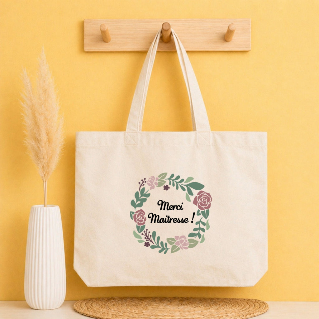 Tote bag Merci Maîtresse personnalisé – idée cadeau fin d’année