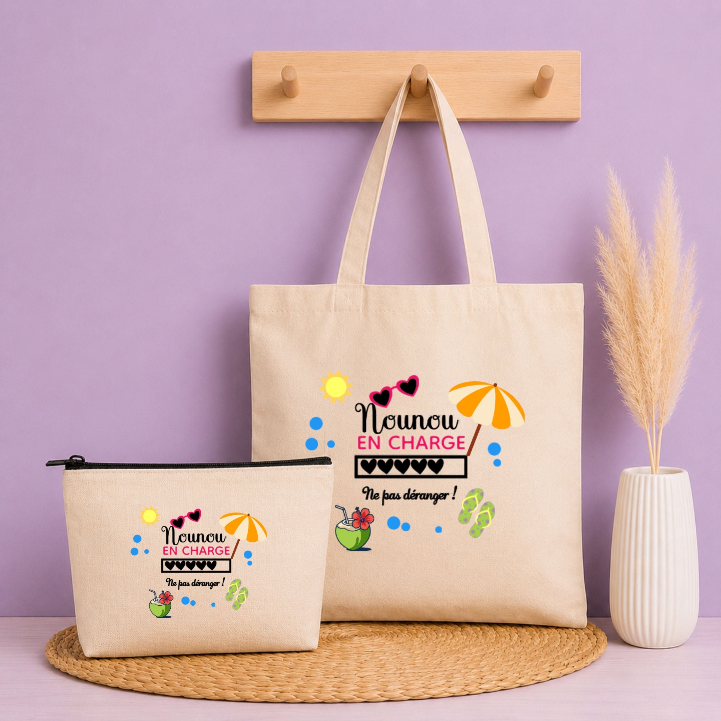 Pack Tote bag + pochette - Humour pour Maîtresse / Nounou / ATSEM