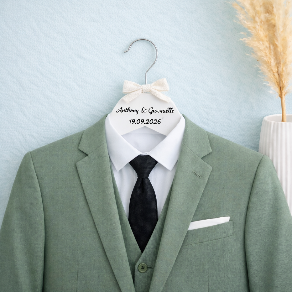 Cintre personnalisé mariage avec prénoms et date