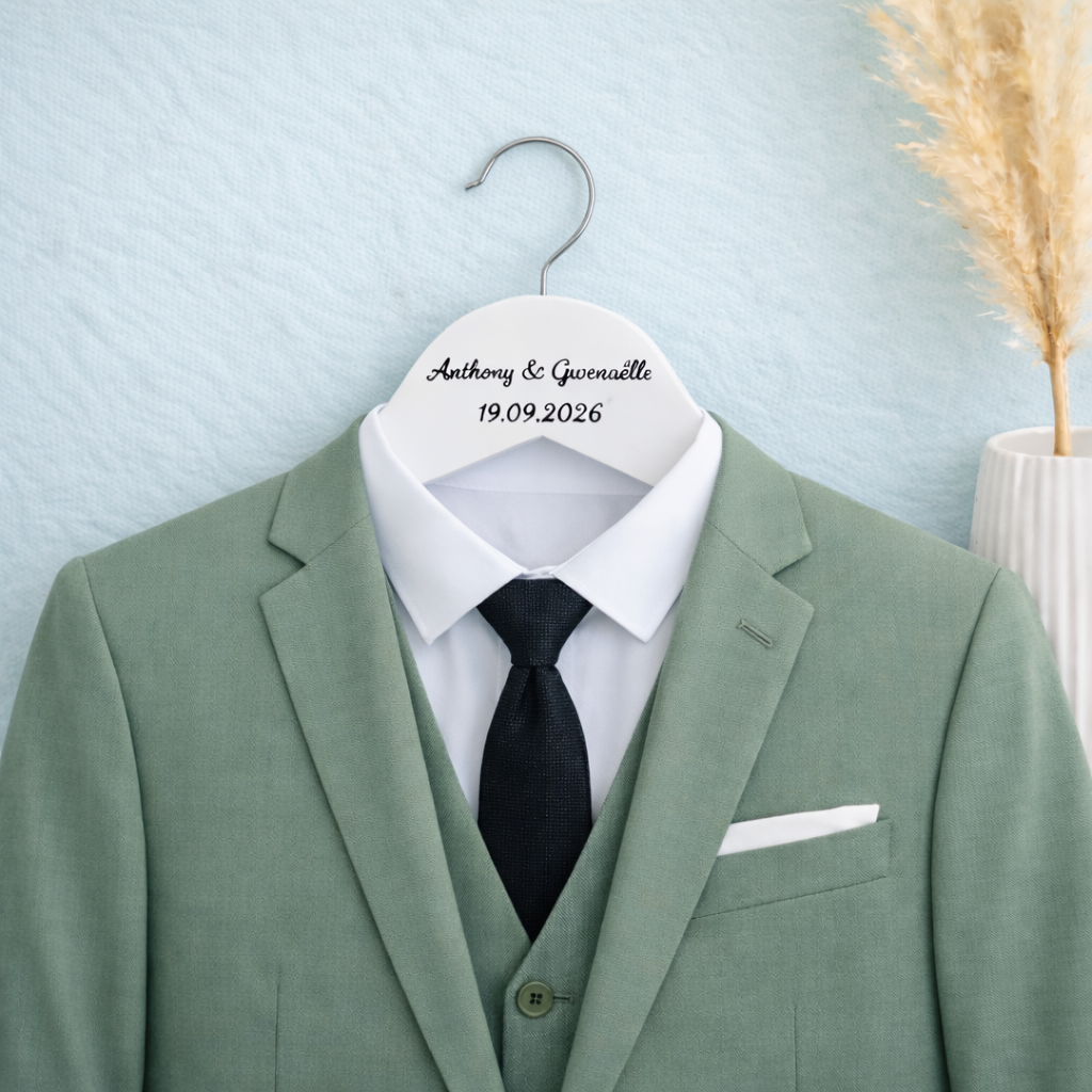 Cintre personnalisé mariage avec prénoms et date