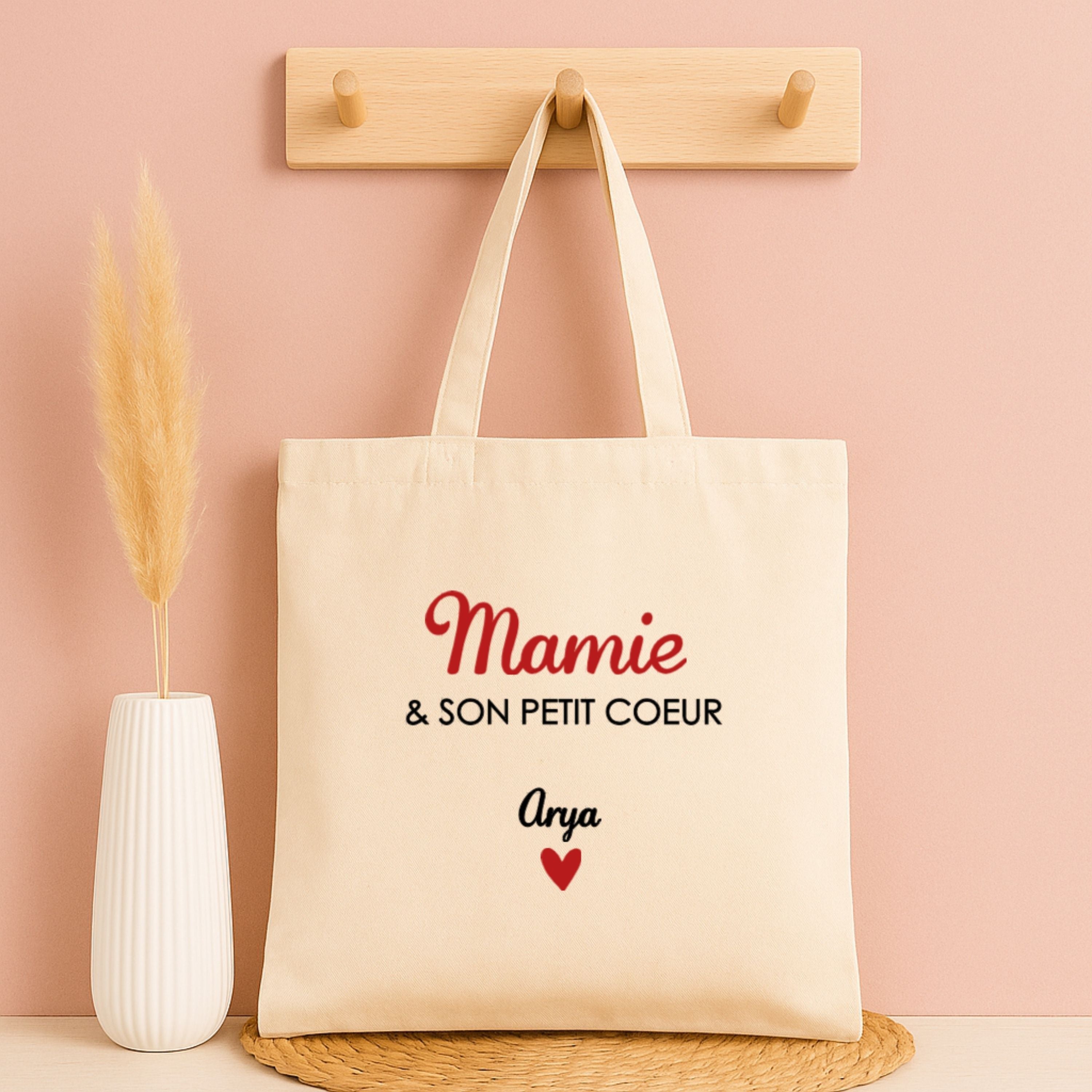 Tote bag personnalisé  Prénom & ses petits cœurs ❤️