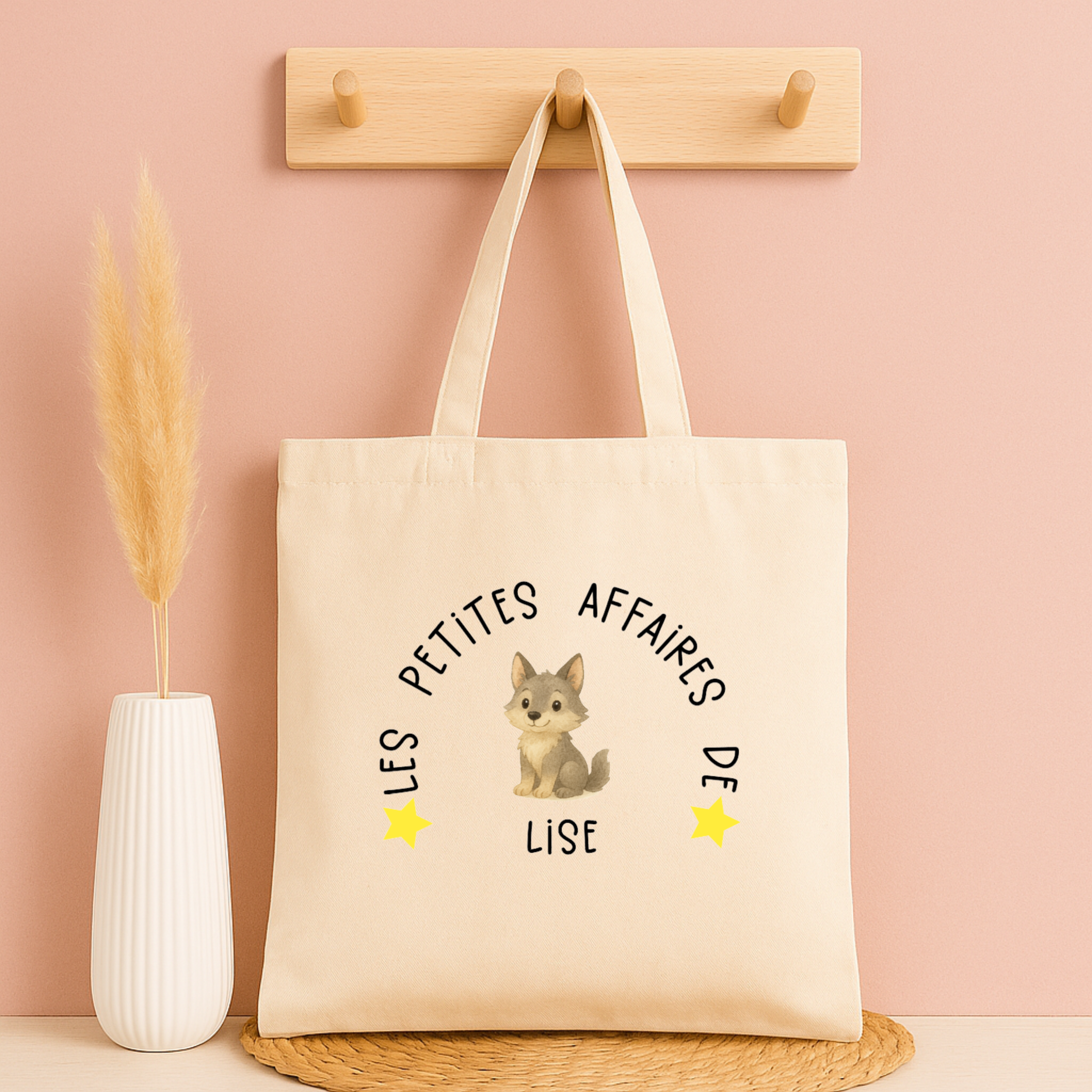 Tote bag personnalisé “Les petites affaires de …” - Avec prénom et animal