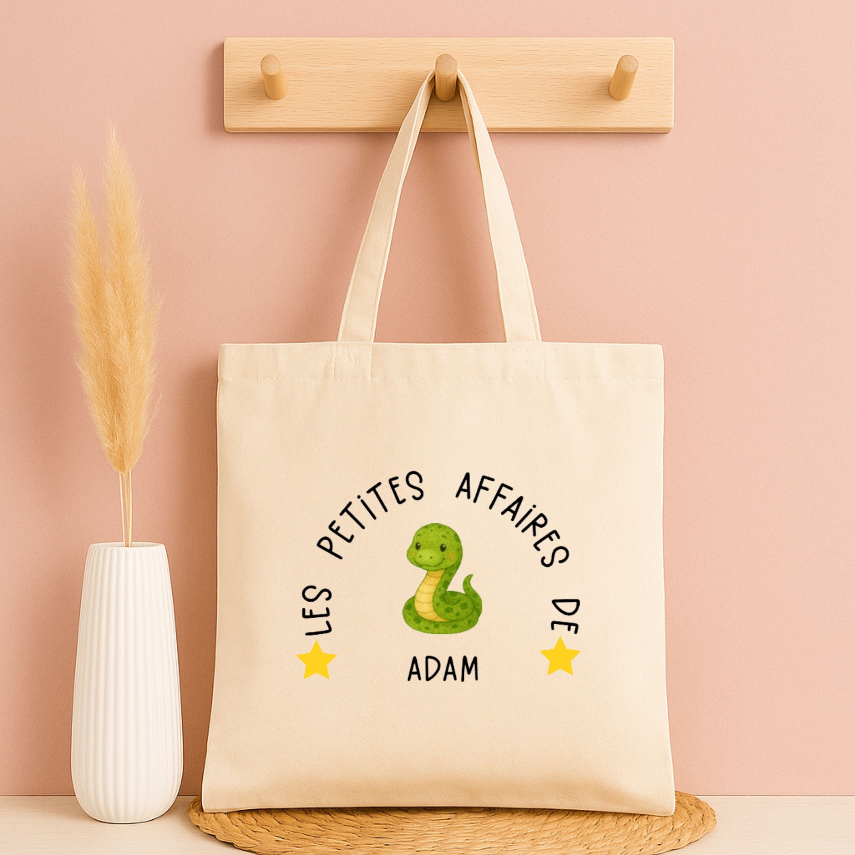 Tote bag personnalisé “Les petites affaires de …” - Avec prénom et animal