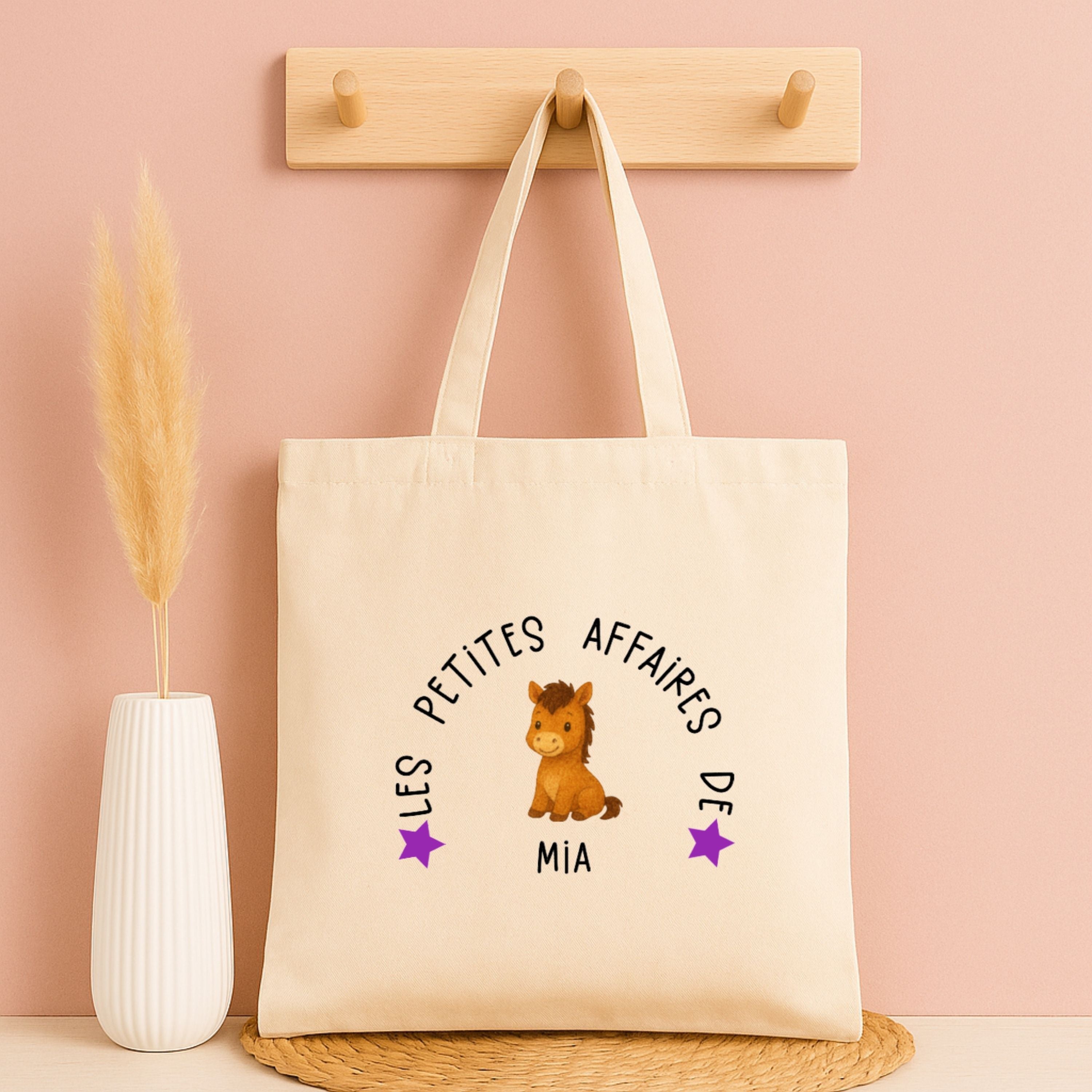 Tote bag personnalisé “Les petites affaires de …” - Avec prénom et animal