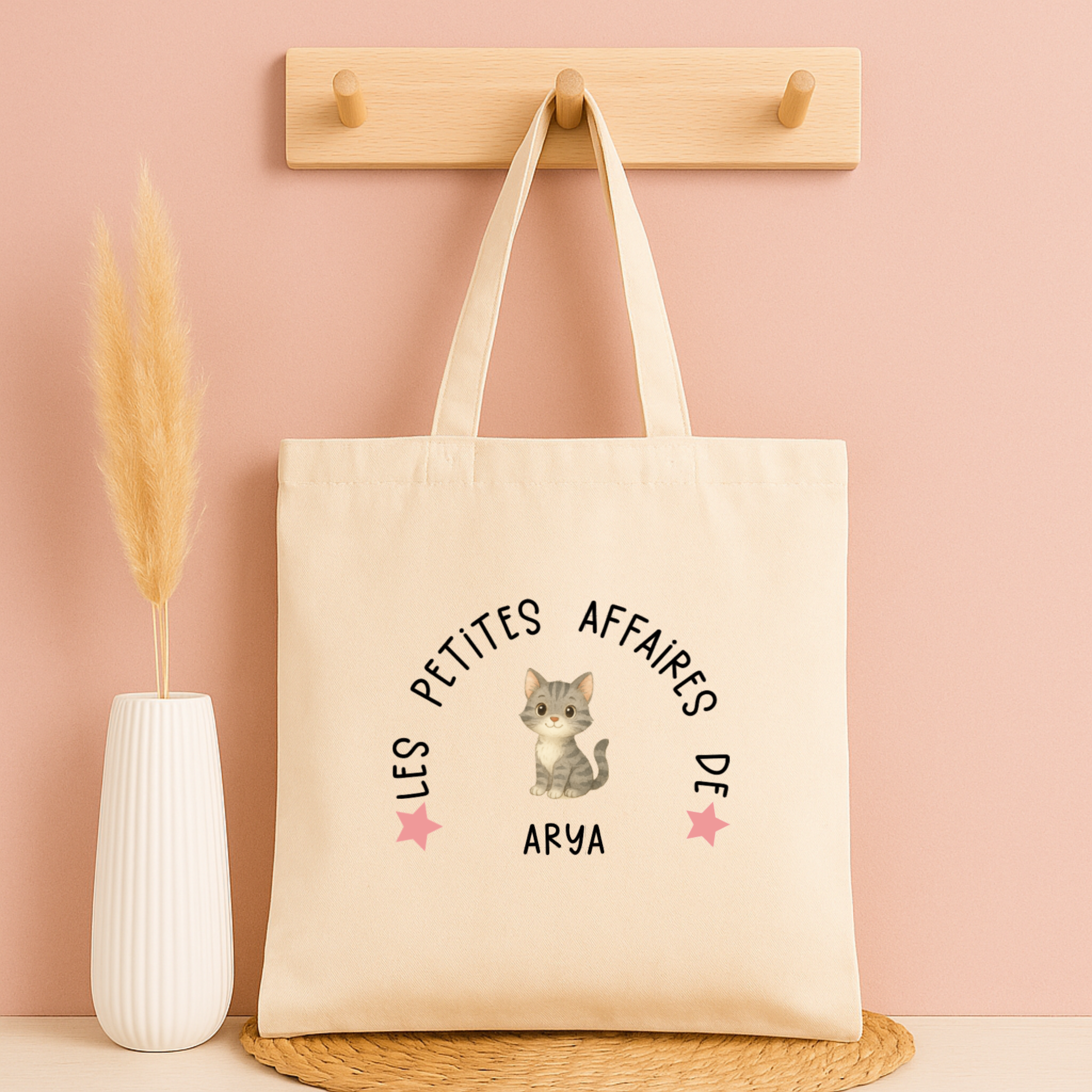 Tote bag personnalisé “Les petites affaires de …” - Avec prénom et animal